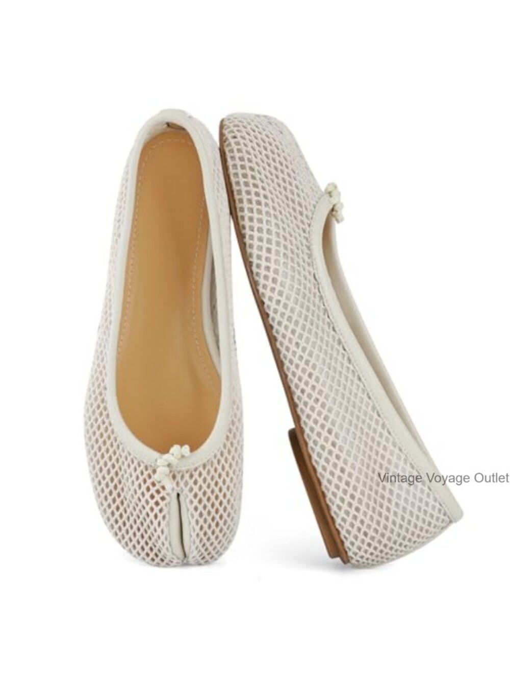 Mesh Ballet Flats for Women Split Toe Tabi Wide Width Casual Slip On Low Heel